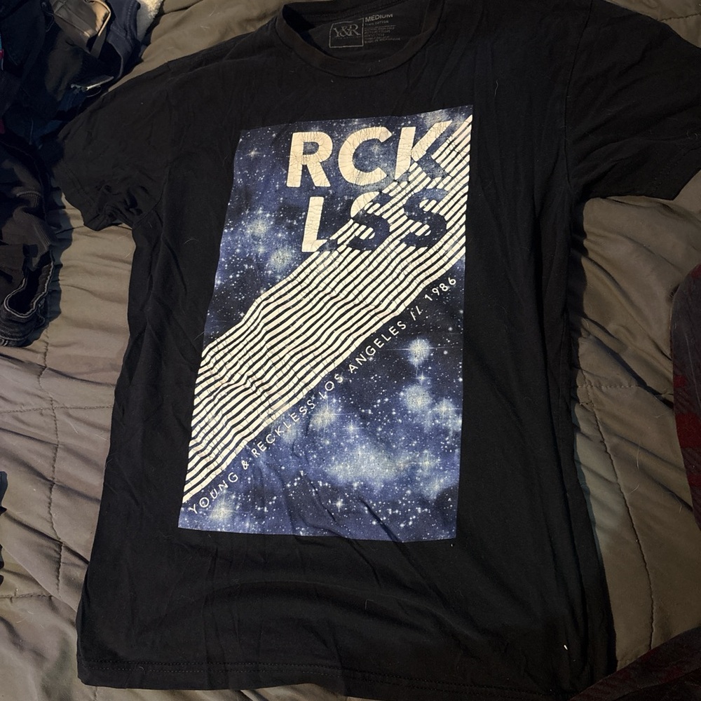 Young & Reckless Black and Blue Short Sleeve Tees
